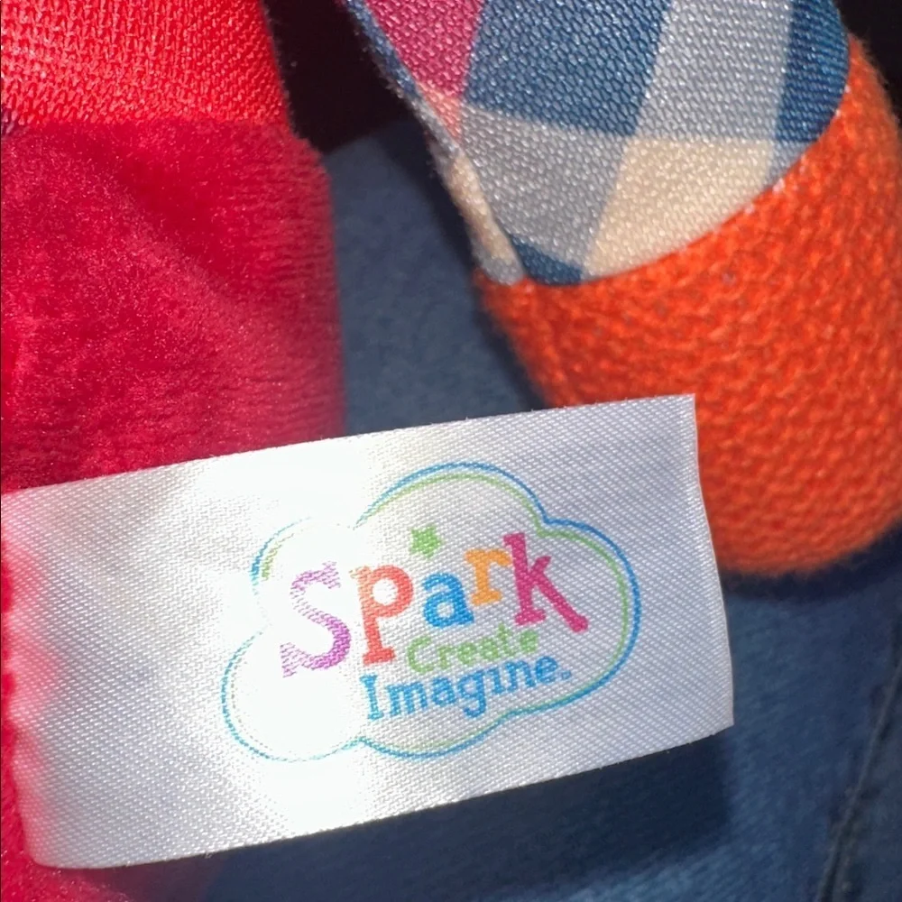 Spark imagine Adorable Plush Fox with preppy suspenders & plaid top & bow tie